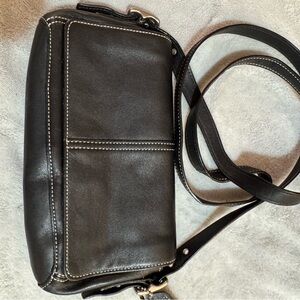 Coach Black Leather Crossbody with White Contrast Stitching